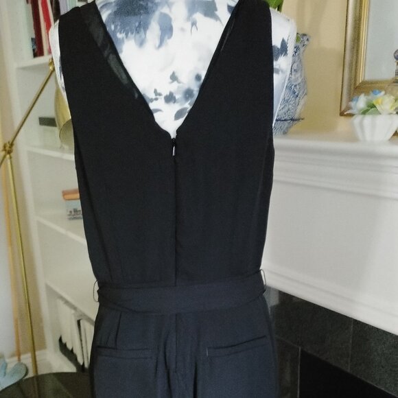 Black Chiffon V-Neck, Wide-Leg Jumpsuit, NWOT - Picture 7 of 10